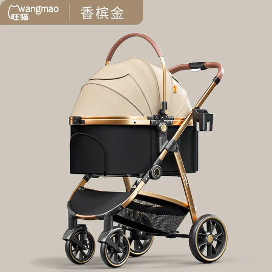 Luxury Medium Dog Pet Stroller - Folding Aluminum Frame